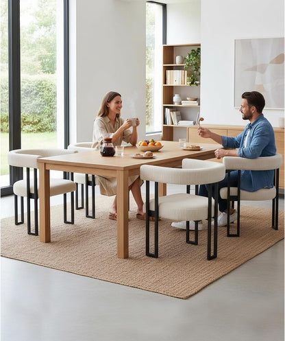 VIRRMO Boucle Dining Chair Set of 4 Corduroy Upholstered Dining Room Chairs Kitchen Chairs with Metal Legs Mid Century Modern Chair for Dining Room, Kitchen (Cream, 4) — Cream / 4 (7)