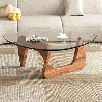 Modern Glass Coffee Table, Mid Century Small Coffee Table, Coffee Table for Living Room,Suitable for Bedroom Living Room Reception Office Tables (Walnut/Transparent, Small) — Walnut/Transparent / Small 32.2 * 22.4 * 16in