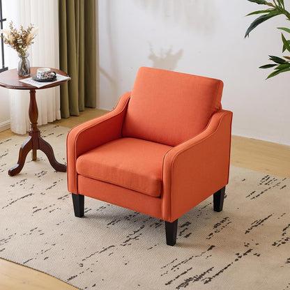 VINGLI Accent Chair for Living Room Chairs Light Brown Reading Chair for Bedroom Scooped Arm Chair Mid Century Modern Accent Chairs Upholstered Comfy Chair for Apartment, Waiting Room — 1 / Burnt Orange Linen