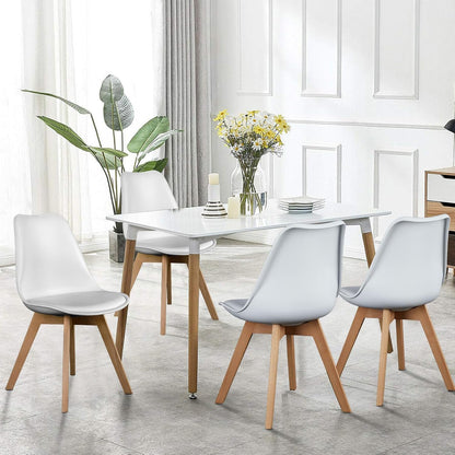 OLIXIS Dining Chairs Set of 4, Mid Century Modern Accent Chairs with Curved Backrest and Wood Legs, PU Leather Upholstered Kitchen Side Chair for Living Room, Bedroom, Outdoor Patio, White — White / 4 PC (2)