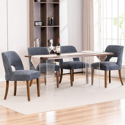 VKNOW Dining Chairs Set of 4, Fabric Dining Chairs, Green | Modern Mid-Century Upholstered Farmhouse Dinner Chair for Kitchen Dining Room Restaurant, Easy Assembly — Navy / Set of 4