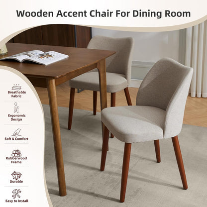GarveeHome Dining Chairs Set of 4, Modern Hollow Back Dining Room Chair | Upholstered Kitchen Chairs with Adjustable Foot Pads, Wooden Dinner Chair for Kitchen Dining Room — Camel (4)