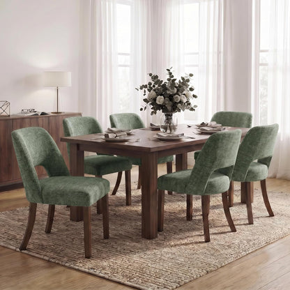VKNOW Dining Chairs Set of 4, Fabric Dining Chairs, Green | Modern Mid-Century Upholstered Farmhouse Dinner Chair for Kitchen Dining Room Restaurant, Easy Assembly — Sage Green / Set of 6