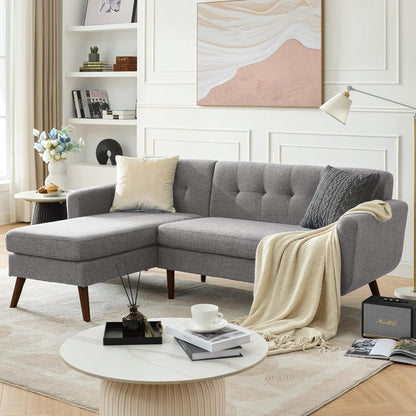 Tbfit Linen Fabric Single Sofa, Accent Chair, Mid Century Modern Armchair for Living Room, Bedroom Button Tufted Upholstered Comfy Reading Sofas, Beige