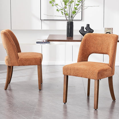 VKNOW Dining Chairs Set of 4, Fabric Dining Chairs, Green | Modern Mid-Century Upholstered Farmhouse Dinner Chair for Kitchen Dining Room Restaurant, Easy Assembly — Orange / Set of 2