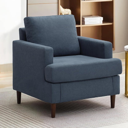 Weture Mid-Century Accent Chair,Modern Linen Fabric Armchair for Living Room,Comfy Upholstered Reading Accent Chairs for Bedroom,Single Sofa Chair with Wood Legs (Beige, 1 Pack)
