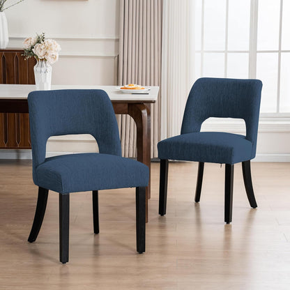 VKNOW Dining Chairs Set of 4, Fabric Dining Chairs, Green | Modern Mid-Century Upholstered Farmhouse Dinner Chair for Kitchen Dining Room Restaurant, Easy Assembly — Blue-black Legs / Set of 2