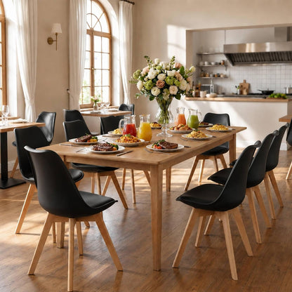 Dining Chairs Set of 4, Modern Upholstered Dining Room Chairs with PU Leather Padded Seat, Armless Kitchen Chairs with Curved Backrest and Solid Wood Legs for Dining Room, Kitchen, Apartment, Black — Black / Pack of 4 (8)