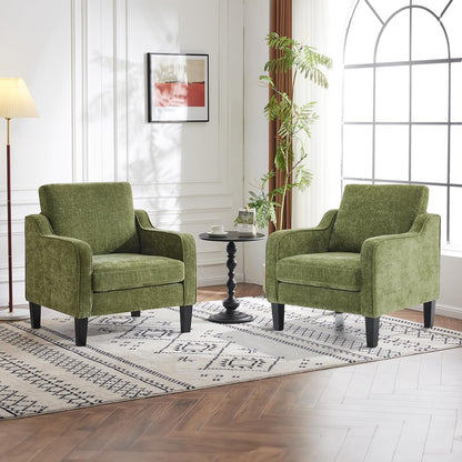 VINGLI Accent Chair for Living Room Chairs Olive Green Reading Chair for Bedroom Scooped Arm Chair Mid Century Modern Accent Chairs Upholstered Comfy Chair for Apartment, Waiting Room