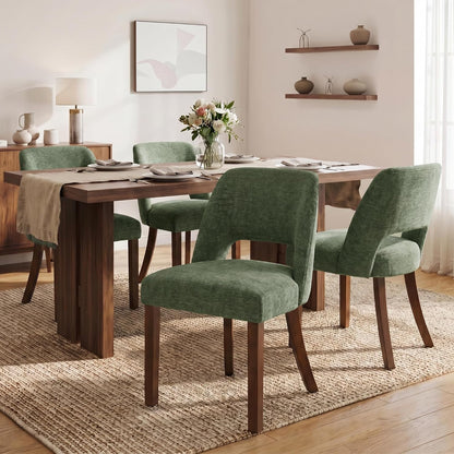 VKNOW Dining Chairs Set of 4, Fabric Dining Chairs, Green | Modern Mid-Century Upholstered Farmhouse Dinner Chair for Kitchen Dining Room Restaurant, Easy Assembly — Sage Green / Set of 4