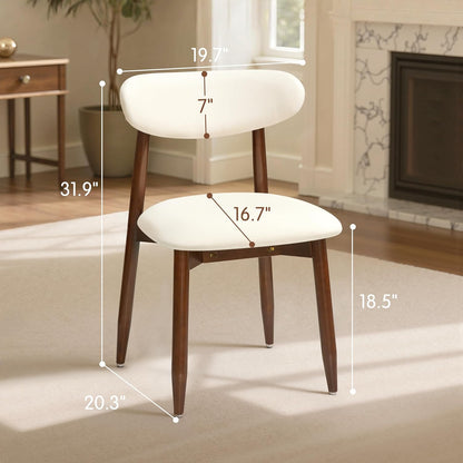 CHUN YI Dining Chairs Set of 4, Upholstered Wooden Dining Room Chairs, Mid Century Modern Fabric Kitchen Chair with Ergonomic Curved Backrest, Beige (Only Chairs) — Beige / Set of 4 (2)