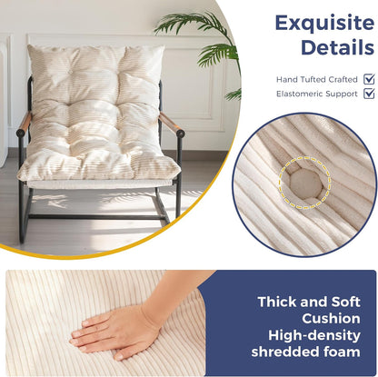MAXYOYO Modern Accent Chair, Comfy Living Room Chair with Metal Frame Wooden Armrest, Upholstered Armchair with Soft Cushion for Bedroom Balcony Lounge Reading Room, Beige — Beige (Corded Fabric) / Standard (4)