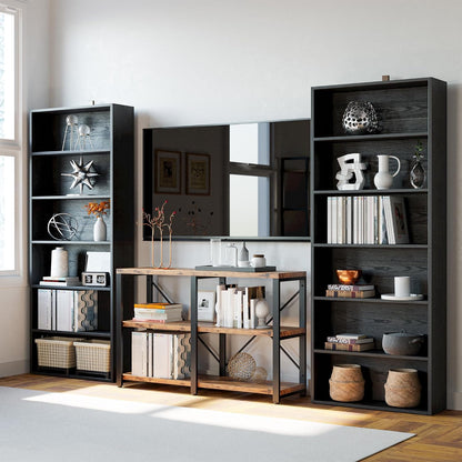 IRONCK Bookshelves and Bookcases Floor Standing 6 Tiers Display Storage Shelves 70 in Tall Bookcase Home Decor Furniture for Home Office, Living Room, Bed Room — Vintage Black (6)