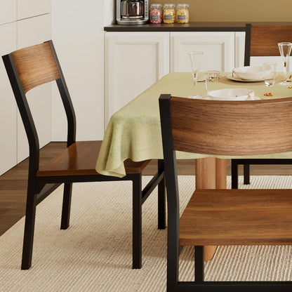 Feonase Dining Chairs Set of 6, Modern Kitchen Chairs with Ergonomic Backrest, MDF Board and Metal Legs, Dinner Chairs for Dining Room, Kitchen and Living Room, Walnut — Walnut (3)