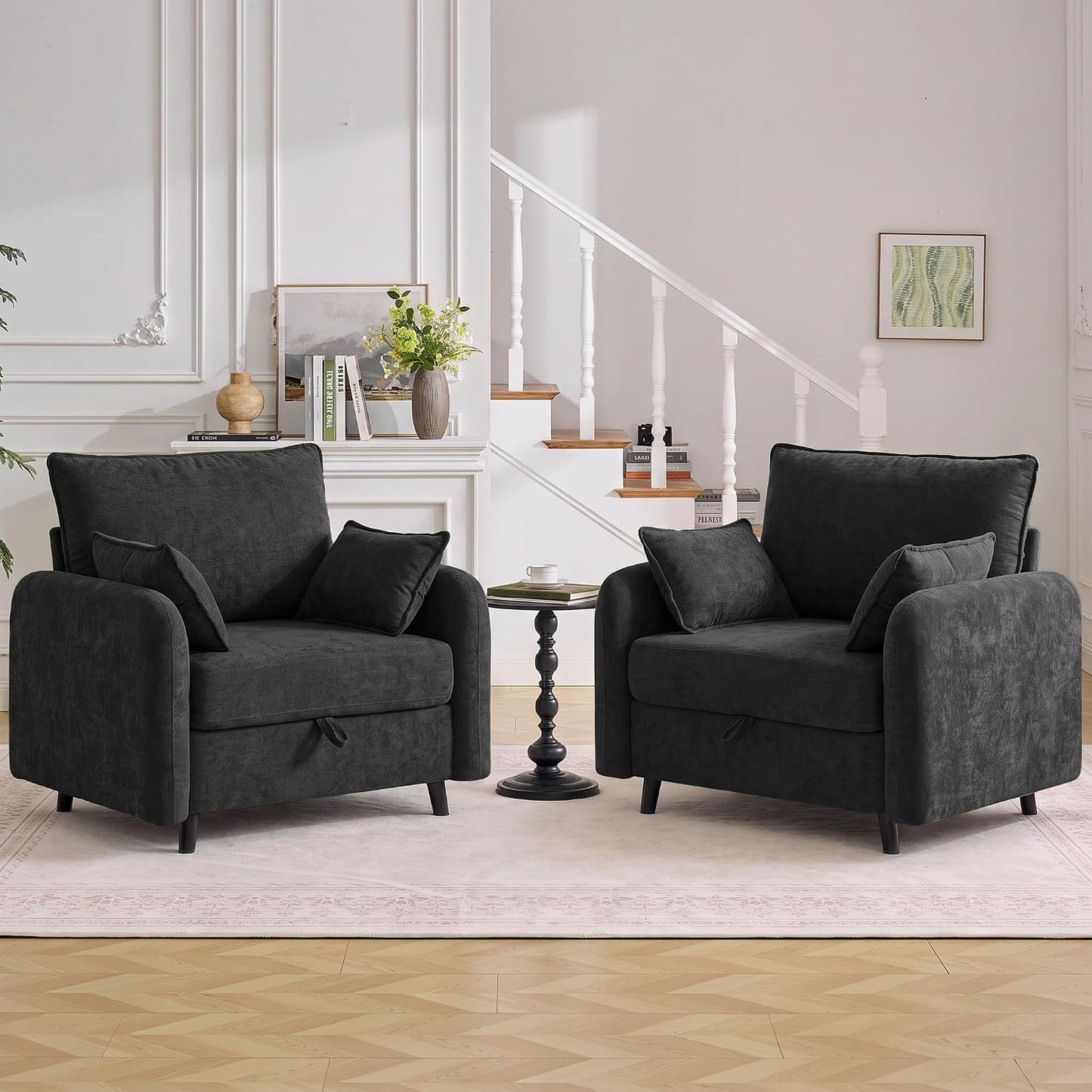 41" Oversized Accent Chair with Storage, Single Sofa for Living Room Beige | Modern Accent Chairs with Storage, Deep Seat Armchair Upholstered Comfy Reading Chair for Living Room, Bedroom, Chenille
