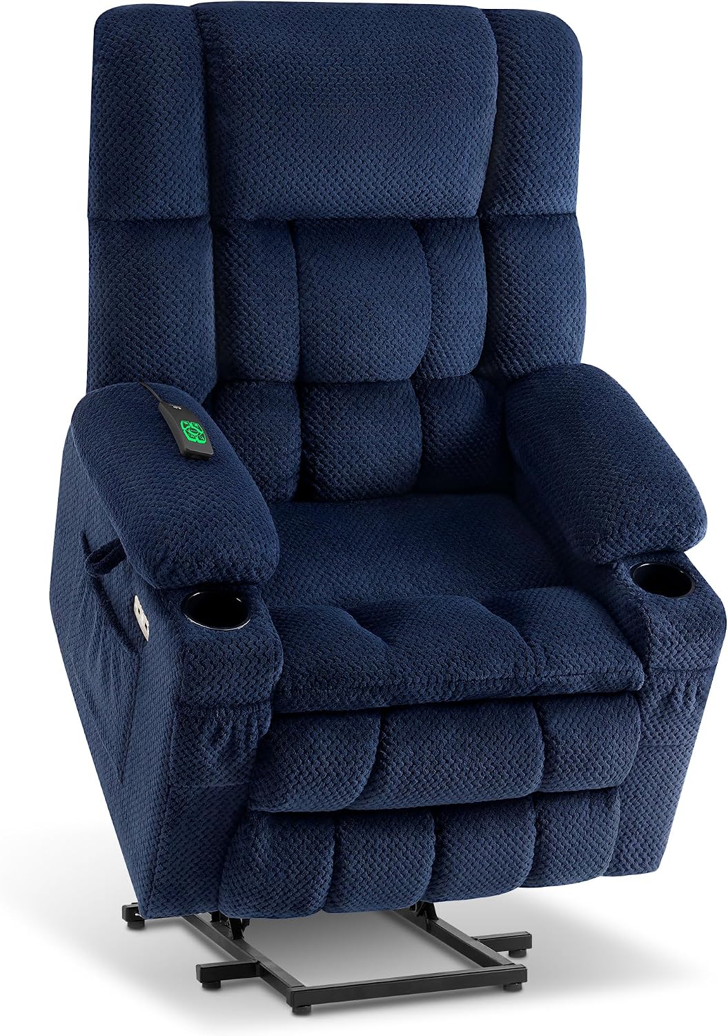 MCombo Dual Motor Power Lift Recliner Chair with Massage and Heat for Elderly People, Infinite Position, USB Ports, Cup Holders, Fabric 7890 (Medium, Dark Gray)