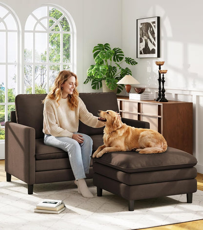 Welzona Sofa Accent Chair, 33" Reading Chair for Bedroom, Tool-Free Setup Living Room Accent Chairs, Comfy Arm Chairs Living Room, All-Wood Reading Nook, Beige
