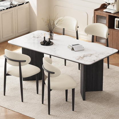 Dining Chairs Set of 4, Modern Fabric Upholstered Dining Room Chair MetalKitchen Chairs, Farmhouse Dinner Chair for Kitchen Dining Room, Beige