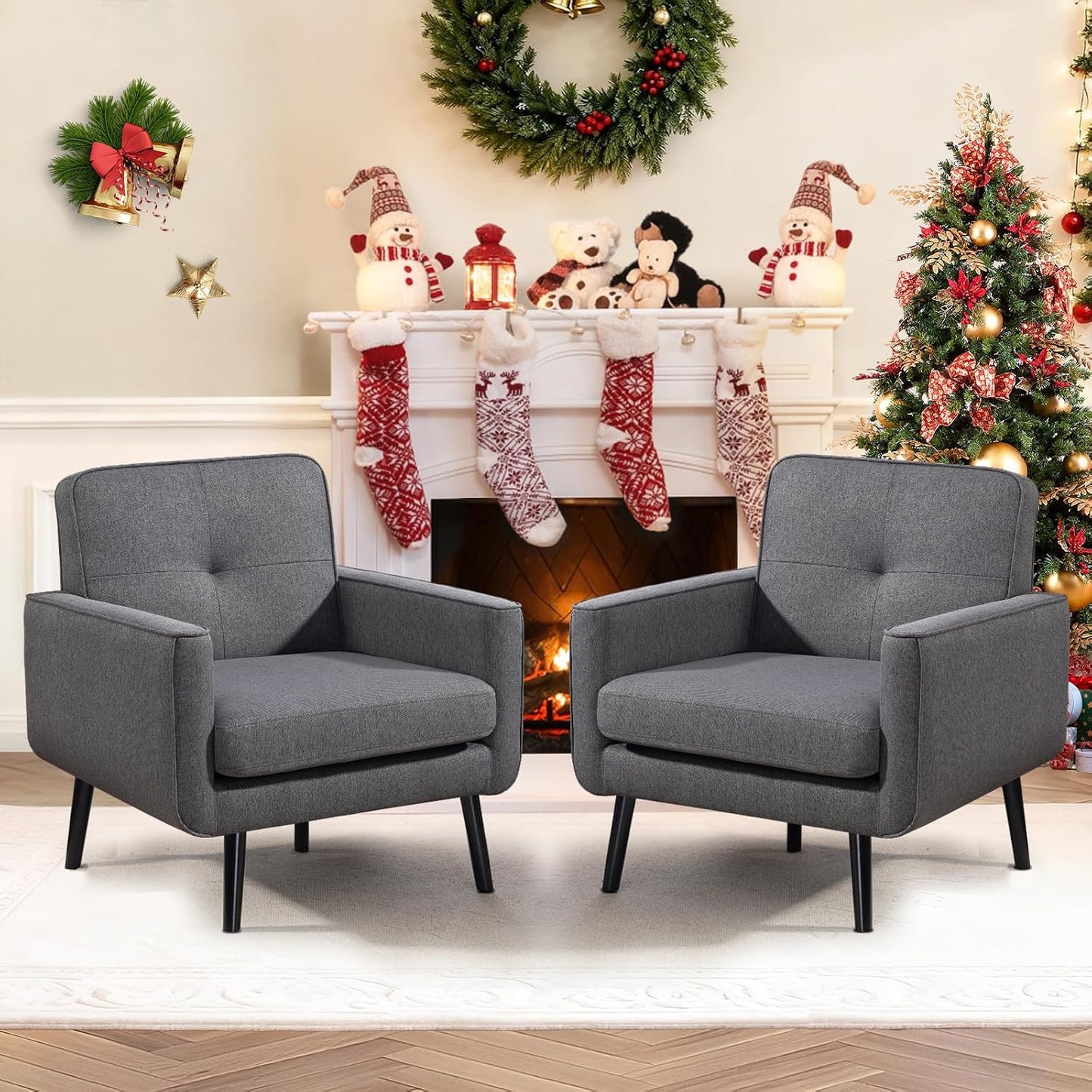 Vogue Furniture Direct Mid Century Accent Chair, PU Leather Modern Chair with Wooden Frame, Cozy Armchair Reading Chair with Comfy Back for Apartment, Living Room, Bedroom, Small Space, Corner, Brown