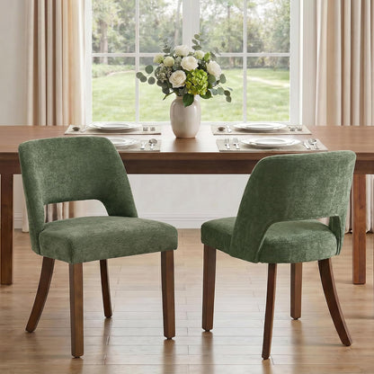 VKNOW Dining Chairs Set of 4, Fabric Dining Chairs, Green | Modern Mid-Century Upholstered Farmhouse Dinner Chair for Kitchen Dining Room Restaurant, Easy Assembly — Sage Green / Set of 2