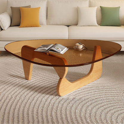 Modern Glass Coffee Table, Mid Century Small Coffee Table, Coffee Table for Living Room,Suitable for Bedroom Living Room Reception Office Tables (Walnut/Transparent, Small) — Black/Brown / Large 45 * 32.3 * 16in