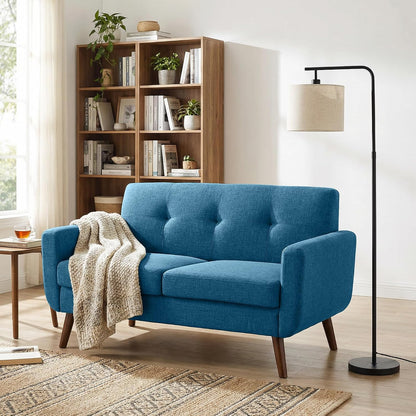 Tbfit Linen Fabric Single Sofa, Accent Chair, Mid Century Modern Armchair for Living Room, Bedroom Button Tufted Upholstered Comfy Reading Sofas, Beige