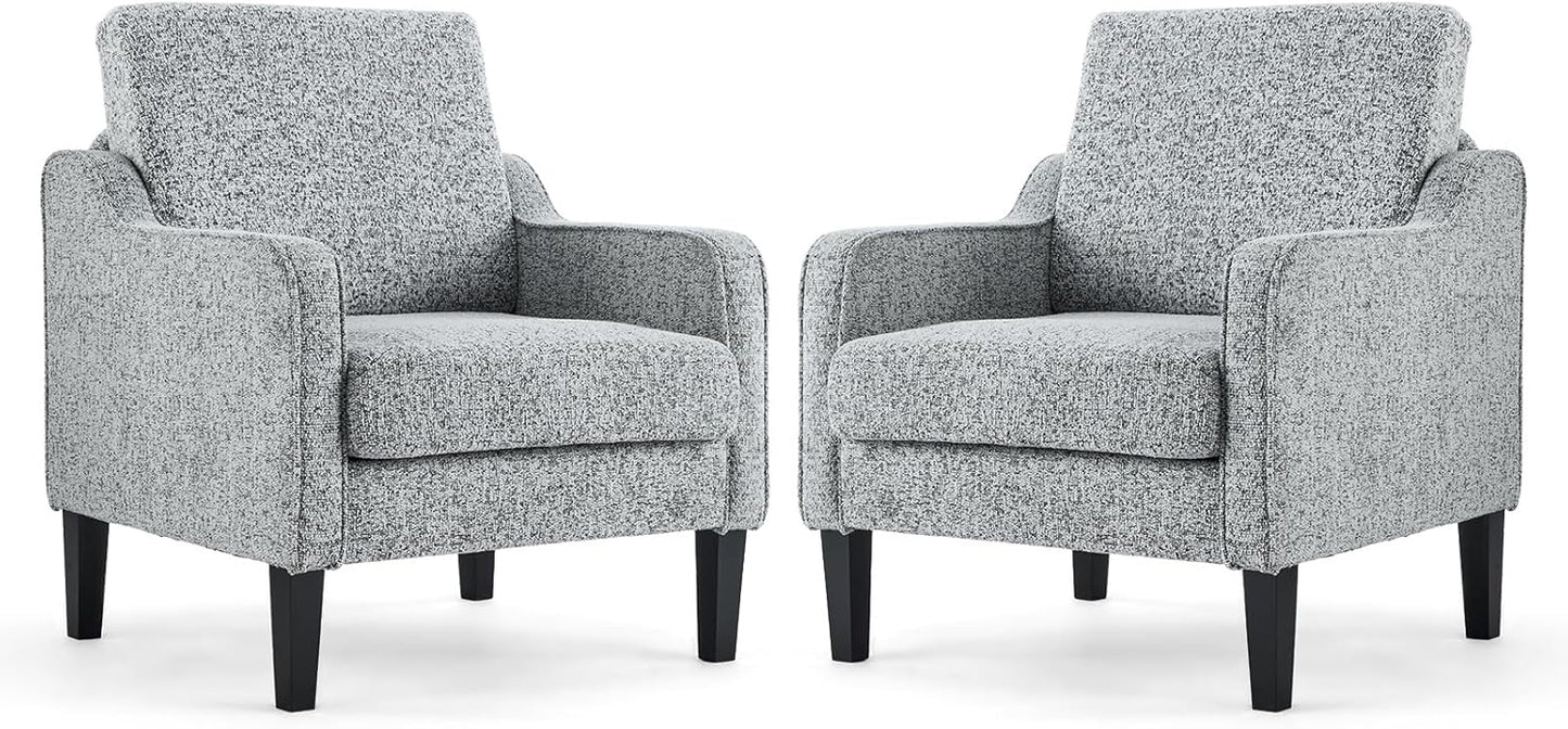 VINGLI Accent Chair for Living Room Chairs Light Brown Reading Chair for Bedroom Scooped Arm Chair Mid Century Modern Accent Chairs Upholstered Comfy Chair for Apartment, Waiting Room — 2 / Texture Gray