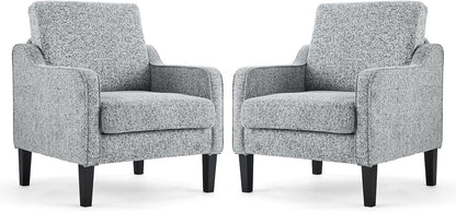 VINGLI Accent Chair for Living Room Chairs Light Brown Reading Chair for Bedroom Scooped Arm Chair Mid Century Modern Accent Chairs Upholstered Comfy Chair for Apartment, Waiting Room — 2 / Texture Gray