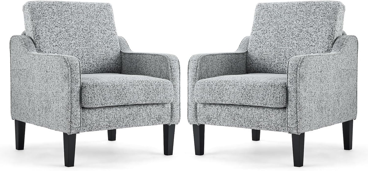VINGLI Accent Chair for Living Room Chairs Light Brown Reading Chair for Bedroom Scooped Arm Chair Mid Century Modern Accent Chairs Upholstered Comfy Chair for Apartment, Waiting Room — 2 / Texture Gray