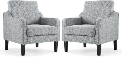 VINGLI Accent Chair for Living Room Chairs Olive Green Reading Chair for Bedroom Scooped Arm Chair Mid Century Modern Accent Chairs Upholstered Comfy Chair for Apartment, Waiting Room — 2 / Texture Gray