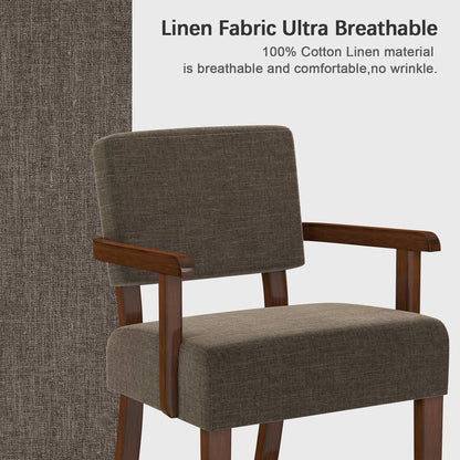 FAGAGA Accent Chair, Living Room Chairs Oversized with Soft Seat and Armrests for Dinning Bedroom Reading and Waiting Rooms — Brown / Linen / Chair (6)