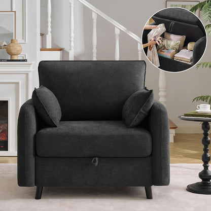 41" Oversized Accent Chair with Storage, Single Sofa for Living Room Beige | Modern Accent Chairs with Storage, Deep Seat Armchair Upholstered Comfy Reading Chair for Living Room, Bedroom, Chenille