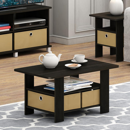 Furinno Coffee Table with Bins, Espresso/Brown — Espresso/Brown / 2 Bin (9)