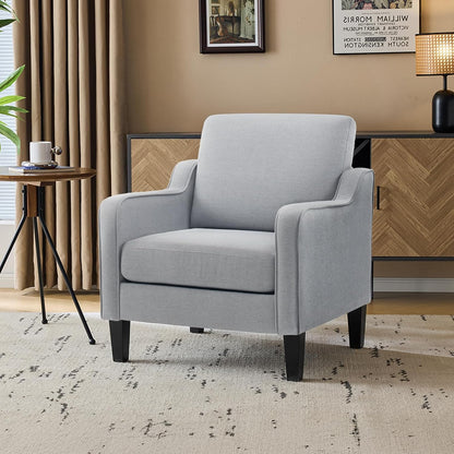 VINGLI Accent Chair for Living Room Chairs Light Brown Reading Chair for Bedroom Scooped Arm Chair Mid Century Modern Accent Chairs Upholstered Comfy Chair for Apartment, Waiting Room — 1 / Light Grey