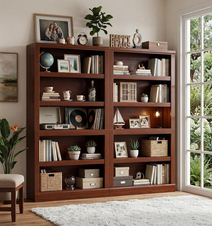 Unikito Bookshelf, 5 Tier Book Shelf, 71 Inch Tall Bookcase with Adjustable Shelves, Open Storage Book Case Organizer, Freestanding Display Shelf Stand for Living Room, Home Office, Bedroom, Cherry — 5-tier / Cherry (2)