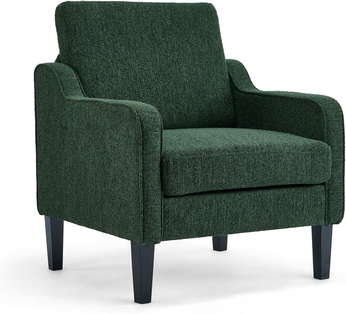 VINGLI Modern Accent Chairs Set of 2, Beige Living Room Chairs Comfy Armchair for Bedroom, Upholstered Sofa Chair Reading Chair for Small Spaces, Apartment, Waiting Room — 1 / Dark Green