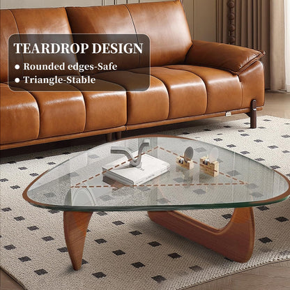 Modern Glass Coffee Table, Mid Century Small Coffee Table, Coffee Table for Living Room,Suitable for Bedroom Living Room Reception Office Tables (Walnut/Transparent, Small) — Walnut/Transparent / Small 32.2 * 22.4 * 16in (4)