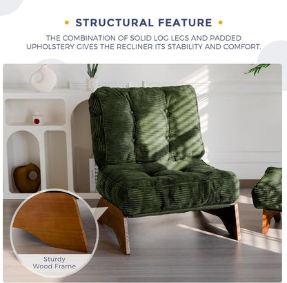 MAXYOYO Accent Chair with Ottoman Adjustable Backrest, Tufted Living Room Chair Upholstered Lounge Chair with Footrest Set, Modern Chair Cozy Reclining Chair for Reading Room, Green — Corded-green / Large (5)