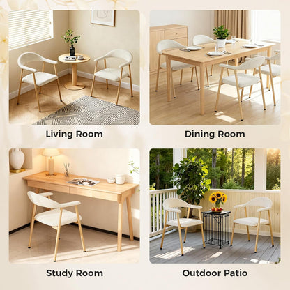 DUMOS Dining Chairs Set of 4, Linen Fabric Upholstered Kitchen Side Chairs with Curved Backrest & Metal Legs, Modern Farmhouse Accent Chair for Dining Room Kitchen Living Room Cafe, Beige — Beige / 4pc (6)