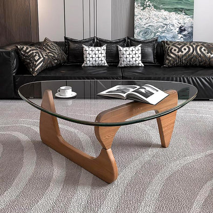 Modern Glass Coffee Table, Mid Century Small Coffee Table, Coffee Table for Living Room,Suitable for Bedroom Living Room Reception Office Tables (Walnut/Transparent, Small) — Walnut/Transparent / Small 32.2 * 22.4 * 16in (6)