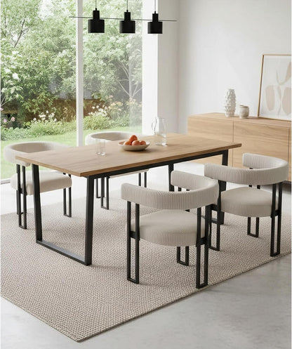 VIRRMO Boucle Dining Chair Set of 4 Corduroy Upholstered Dining Room Chairs Kitchen Chairs with Metal Legs Mid Century Modern Chair for Dining Room, Kitchen (Cream, 4) — Cream / 4