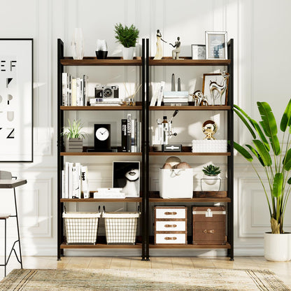 NUMENN Bookshelf, 5 Tier Bookshelves, Home Office Bookcase Shelf Storage Organizer, Free Standing Storage Shelving Unit for Bedroom, Living Room and Home Office, Vintage — 5 Tier(Wide) / Vintage (5)