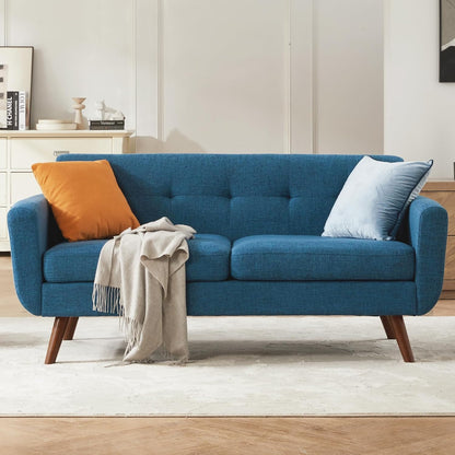 Tbfit Linen Fabric Single Sofa, Accent Chair, Mid Century Modern Armchair for Living Room, Bedroom Button Tufted Upholstered Comfy Reading Sofas, Beige
