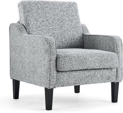 VINGLI Accent Chair for Living Room Chairs Light Brown Reading Chair for Bedroom Scooped Arm Chair Mid Century Modern Accent Chairs Upholstered Comfy Chair for Apartment, Waiting Room — 1 / Texture Gray