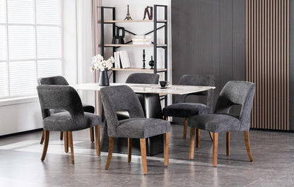 VKNOW Dining Chairs Set of 4, Fabric Dining Chairs, Green | Modern Mid-Century Upholstered Farmhouse Dinner Chair for Kitchen Dining Room Restaurant, Easy Assembly — Charcoal / Set of 6
