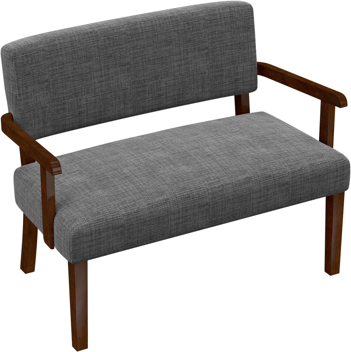 FAGAGA Accent Chair, Living Room Chairs Oversized with Soft Seat and Armrests for Dinning Bedroom Reading and Waiting Rooms — Grey / Linen / Bench