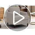 Weture Mid-Century Accent Chair,Modern Linen Fabric Armchair for Living Room,Comfy Upholstered Reading Accent Chairs for Bedroom,Single Sofa Chair with Wood Legs (Beige, 1 Pack)
