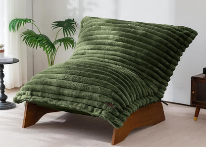 MAXYOYO Adjustable Living Room Chair, 3-Position Bean Bag Chair with Removable Cover, Upholstered Accent Chair with Frame, Soft Reclining Lounge for Bedroom, Apartment, Office, Green — Striped Green / Large
