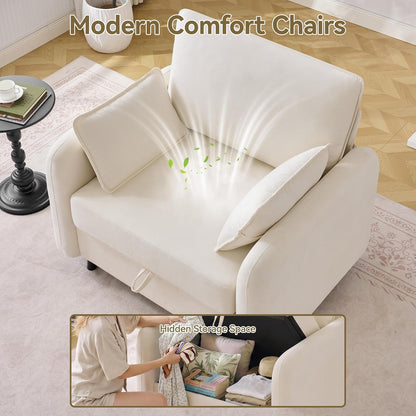 41" Oversized Accent Chair with Storage, Single Sofa for Living Room Beige | Modern Accent Chairs with Storage, Deep Seat Armchair Upholstered Comfy Reading Chair for Living Room, Bedroom, Chenille — Beige / 1PC Chair (4)
