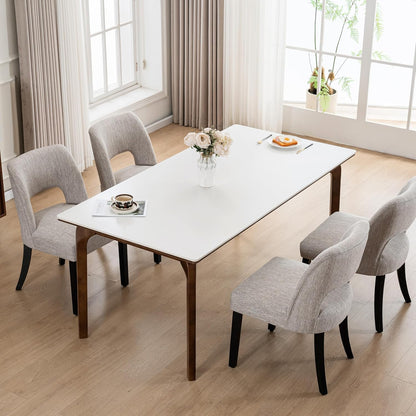 VKNOW Dining Chairs Set of 4, Fabric Dining Chairs, Green | Modern Mid-Century Upholstered Farmhouse Dinner Chair for Kitchen Dining Room Restaurant, Easy Assembly — Grey-black Legs / Set of 4